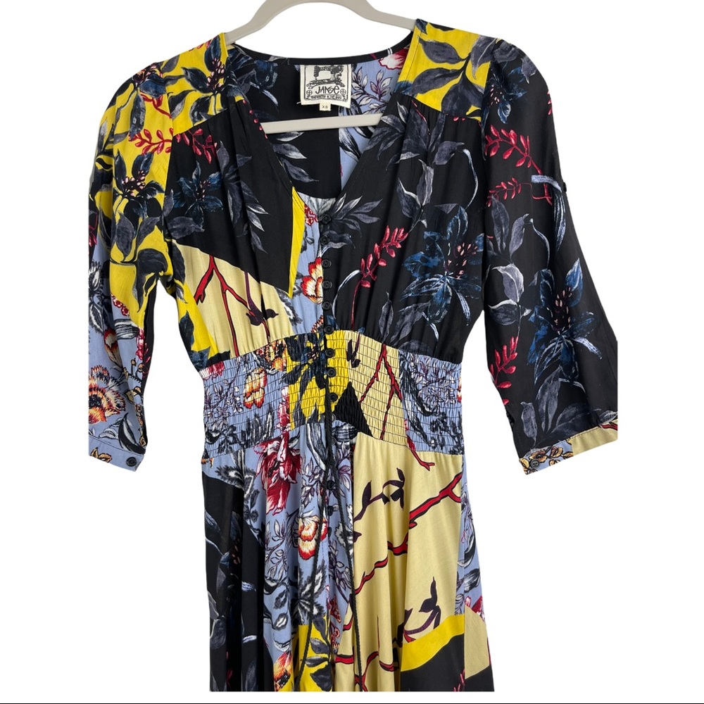 Jaase patchwork floral maxi dress Sz XS multicolor
